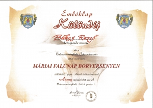 Bakos Rezső borosgazda - Különdíj Máriai Falunap borverseny 2008. június 1.